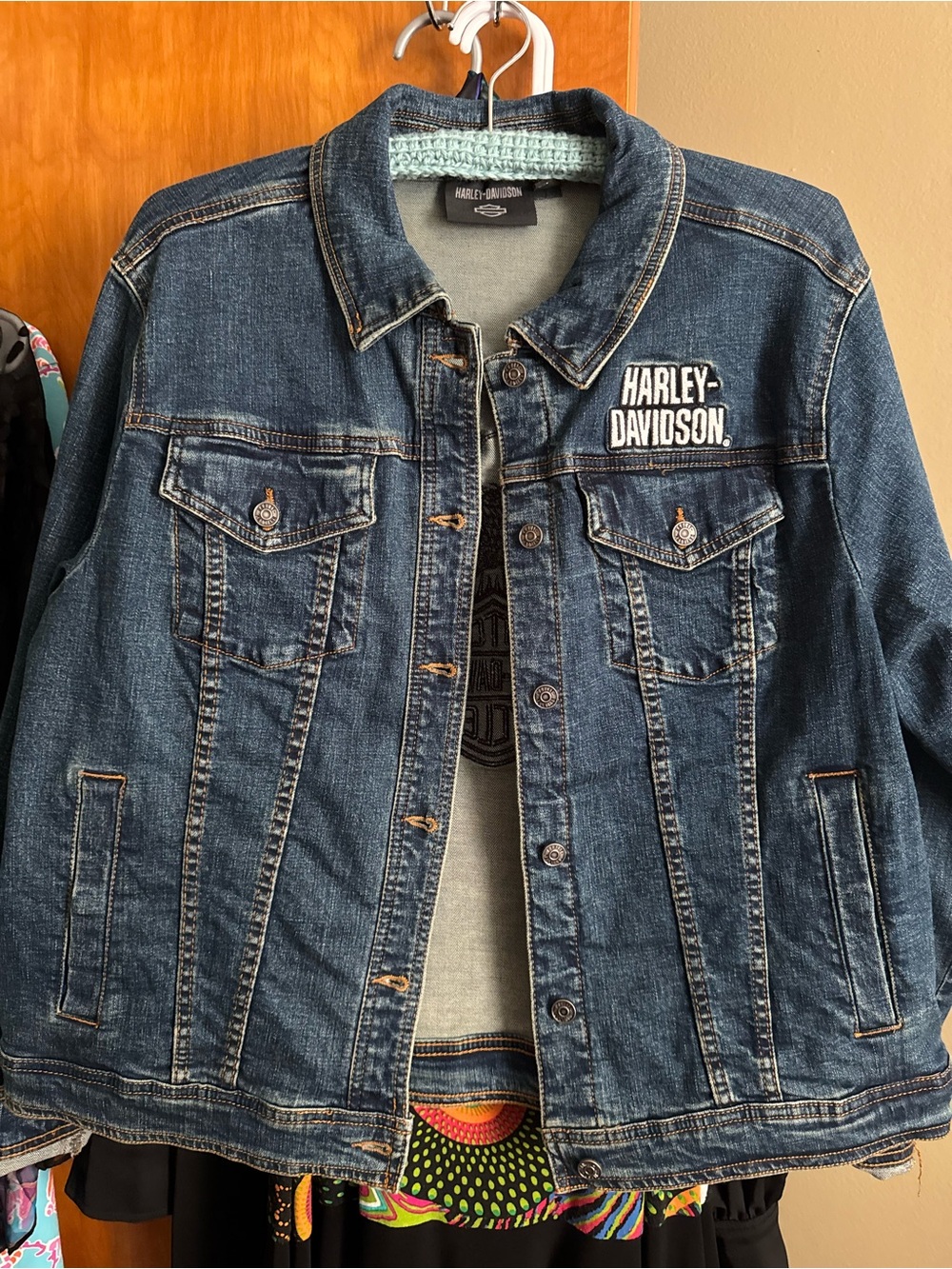 Harley-Davidson Blue Denim USA Americana Jacket with Embroidery